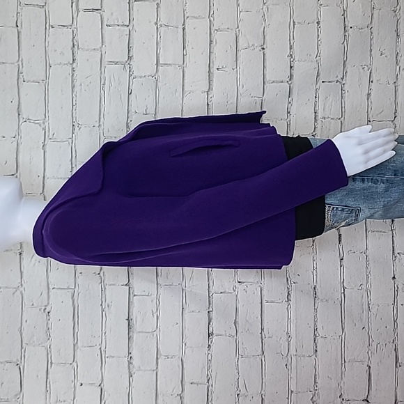 Talbots Double-Face Wing Collar Crop Open Front Wool Jacket in Purple - Picture 3 of 17